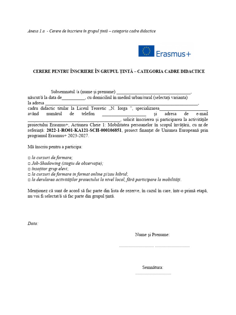 Formulare Cerere 1 | PDF
