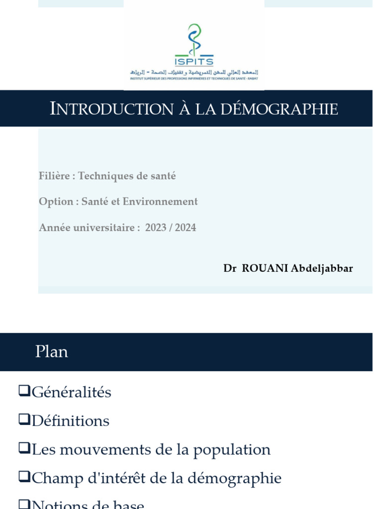 Introduction à la Démographie 2023 | PDF | Environnement naturel ...