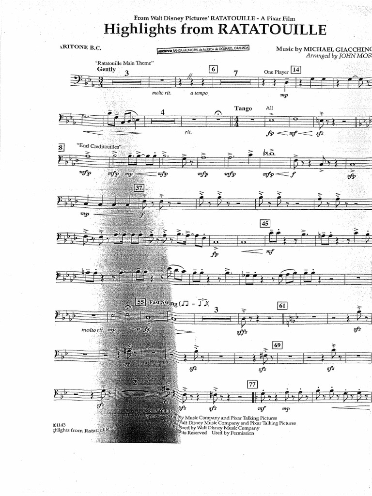 Highlights from ratatouille michael giacchino arr john moss 58 58 1
