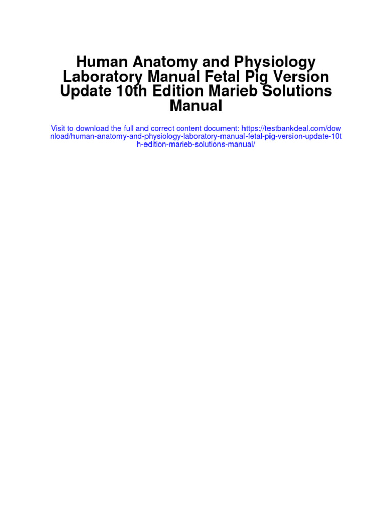 Human Anatomy and Physiology Laboratory Manual Fetal Pig Version Update