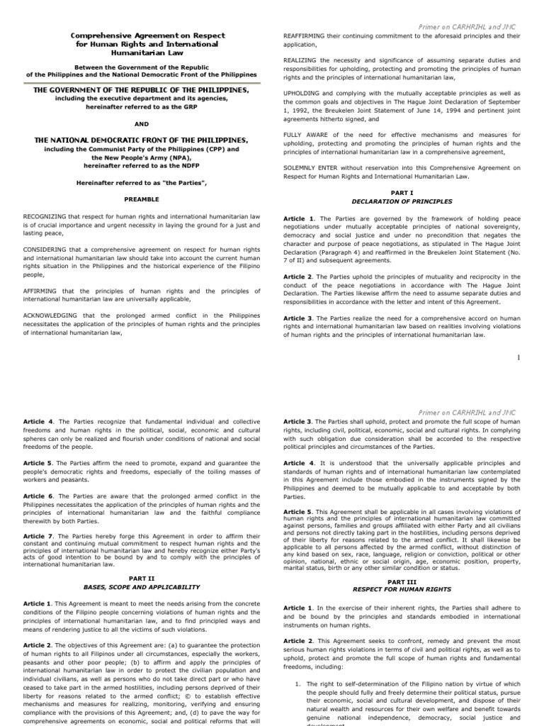 Comprehensive Agreement On Respect For Human Rights and International ...