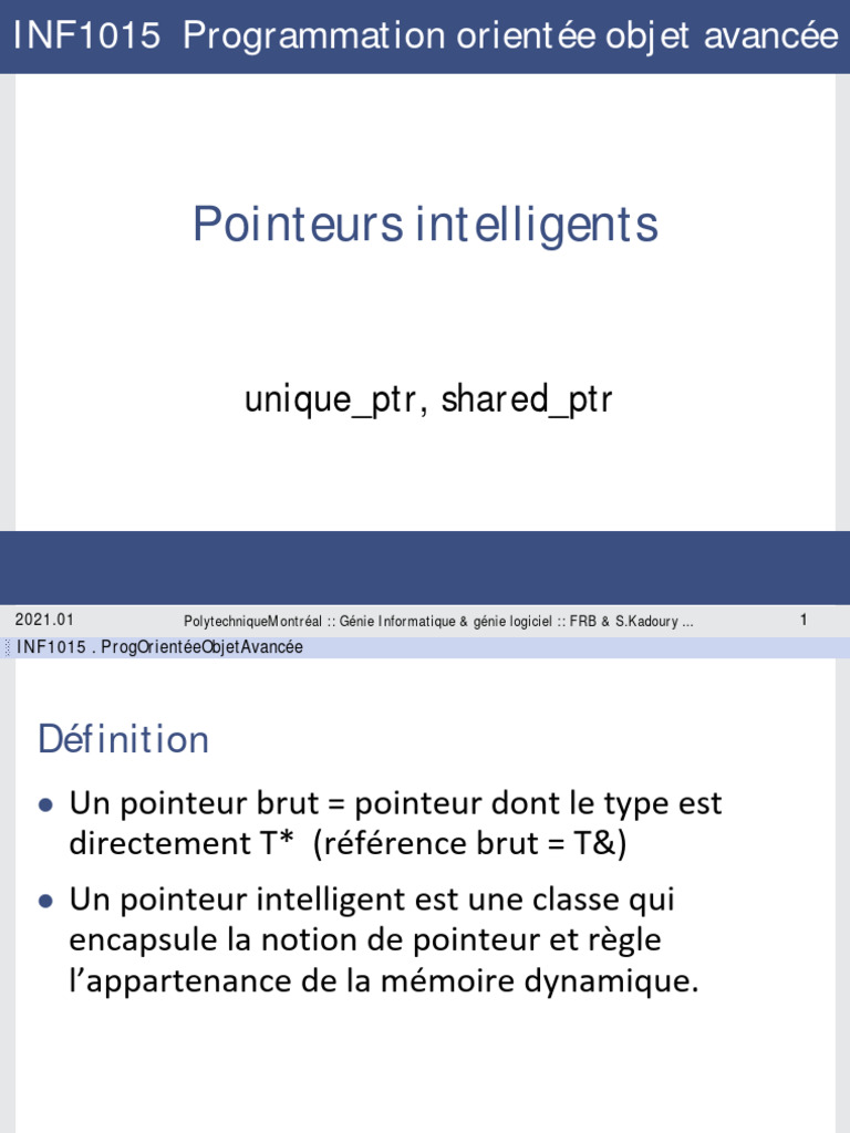 Pointeurs intelligents en C++ | PDF | Pointeur (programmation) | C