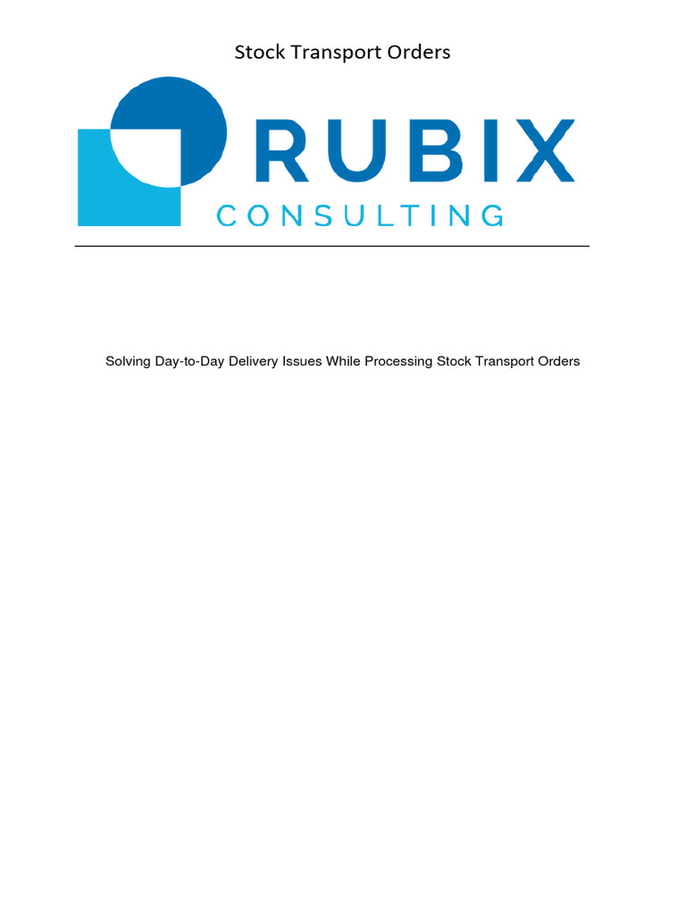 Resolving Stock Transport Order Issues | PDF | Sales | Warehouse