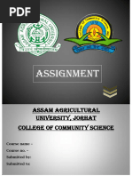 Assignment:: Assam Agricultural University, Jorhat College of Community Science