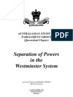 Separation of Powers in The Westminster System: Australasian Study of Parliament Group