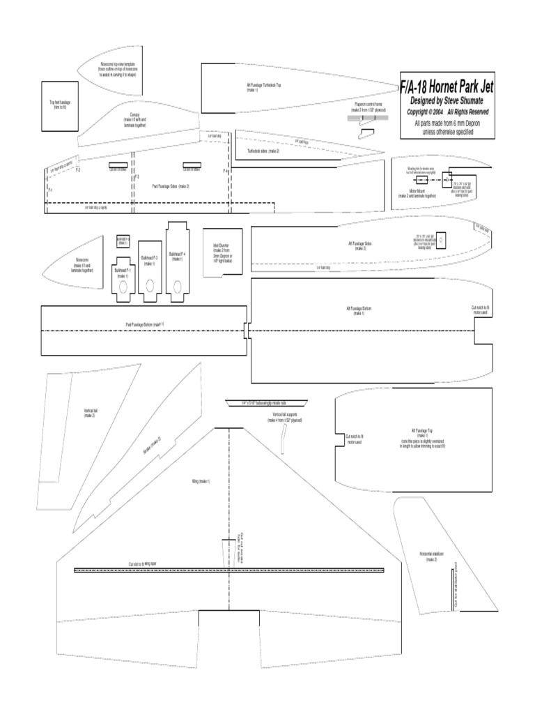 F-18 Park Jet (Part Templates Non-Tiled) Rev A | PDF | Plywood | Aerospace