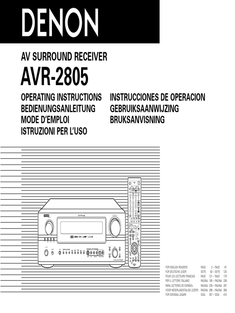 special favorite music レコード Manual Denon AVR-2805 | PDF