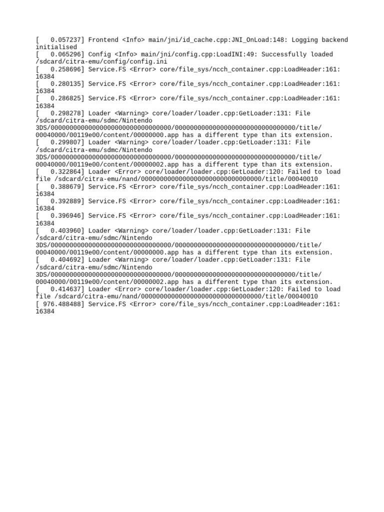 Citra Emulator Load Errors Log | PDF | Finance & Money Management ...