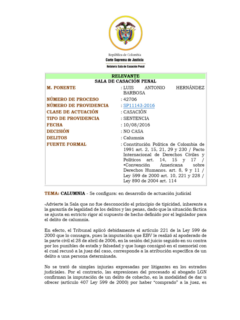 Calumnia Elementos | PDF | Debido al proceso | Difamación