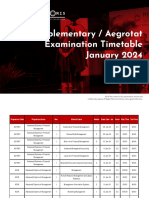 Supplementary Aegrotat Examination Timetable January 2024