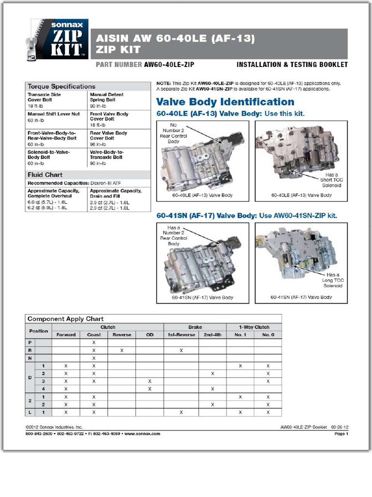 Valve Body Torque | PDF