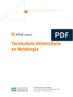 Tecnicatura Universitaria en Metalurgia