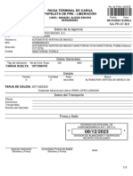 Ricsa Terminal de Carga Papeleta de Pre - Liberación: SA-PR-07-B/2 Datos de La Agencia