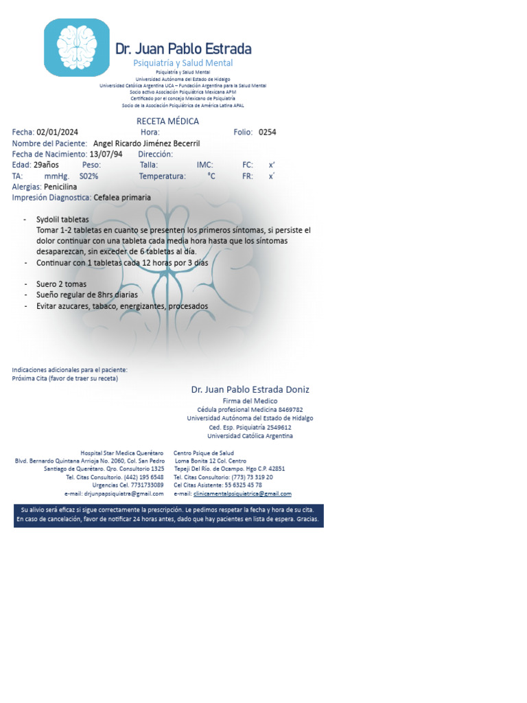 Recet. Cefalea | PDF | Epidemiología | Especialidades Medicas