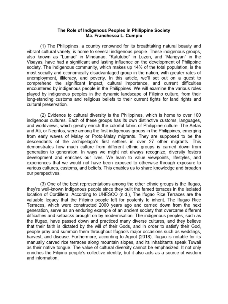 Indigenous Peoples' Role in Philippine Culture | PDF | Philippines ...