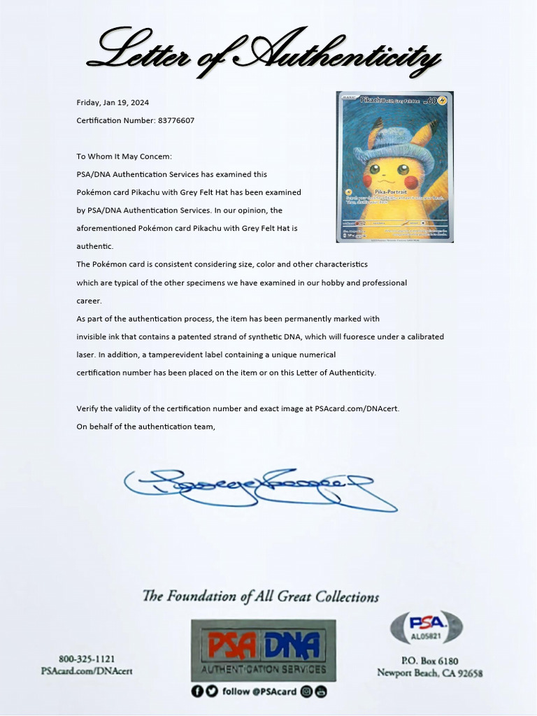 Letter of Authenticity | PDF