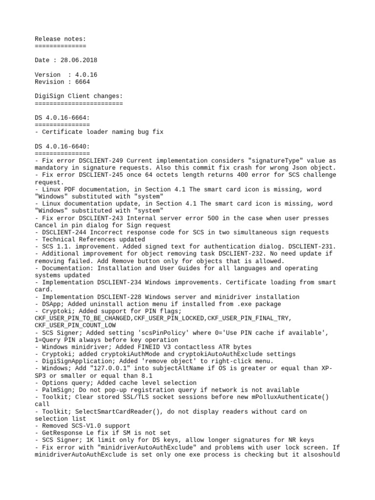 DigiSign Client Release Notes 4.0.16 | PDF | Microsoft Windows ...