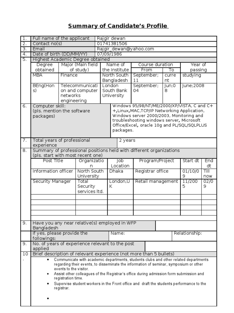 Candidates Profile 10 | PDF