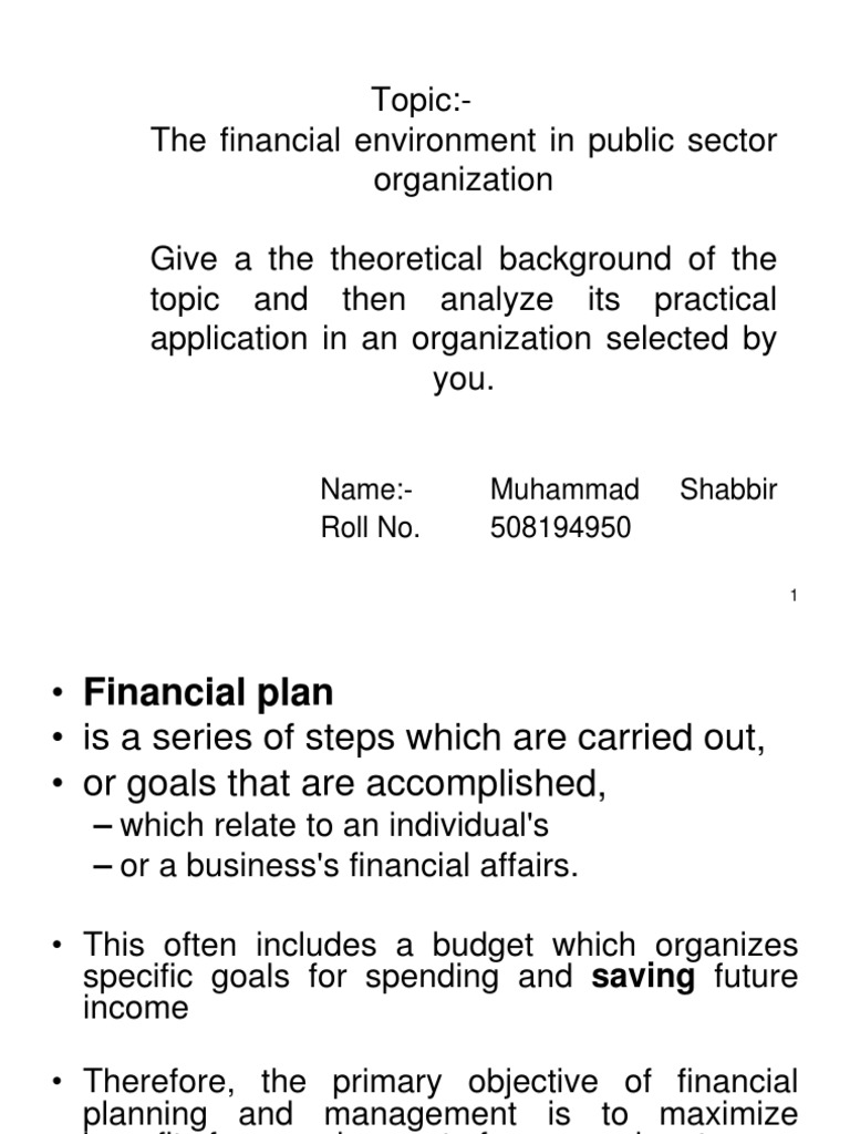 Financial Management in Public Sector | PDF | Financial Plan | Forecasting