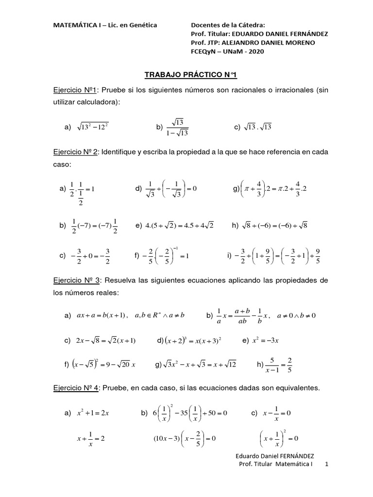 TP 1 - 2020 | PDF | Ecuaciones | Álgebra