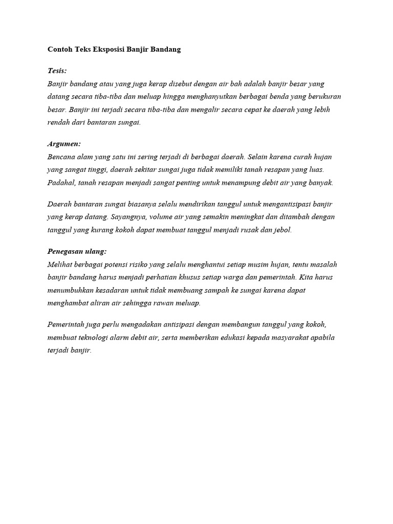 Contoh Teks Eksposisi Banjir Bandang Pdf