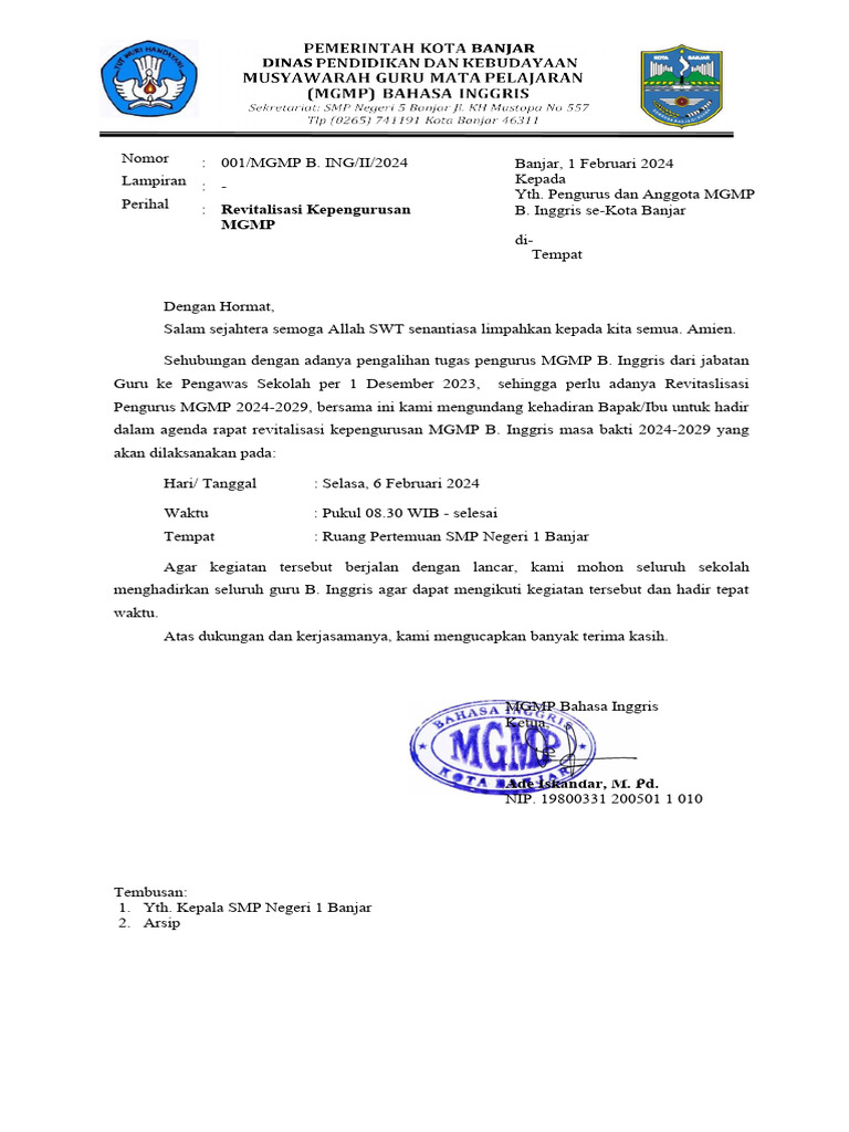03 Surat Undangan Rapat Pengurus Dan ANggota | PDF