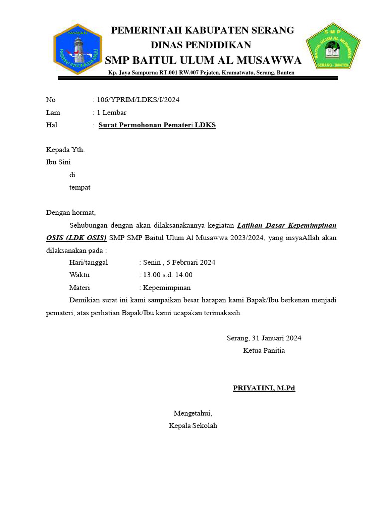 undangan pemateri ldks 2 | PDF