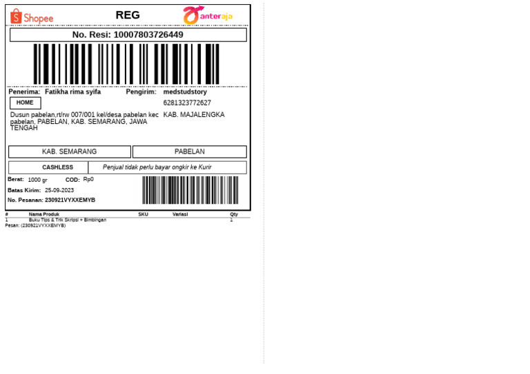 Label Pengiriman | PDF