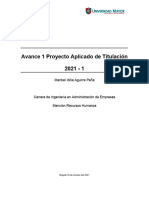Informe Avance 1 Proyecto Aplicado de Titulación 2021 Maribel