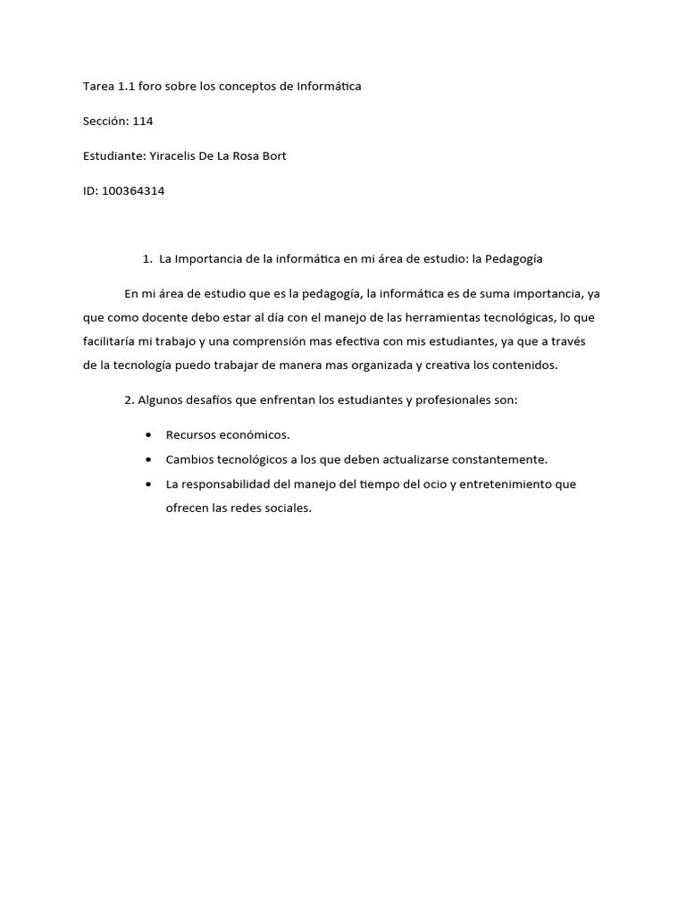 Foro 1.1 La Importancia de La Informática | PDF
