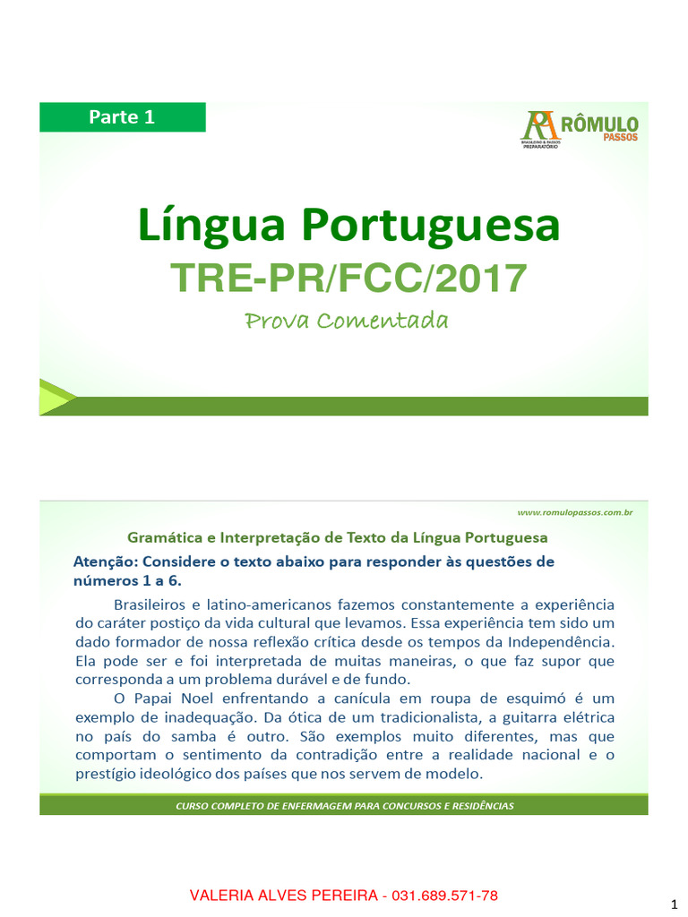 Prova de Língua Portuguesa TRE-PR 2017 | PDF | Amor | Existencialismo