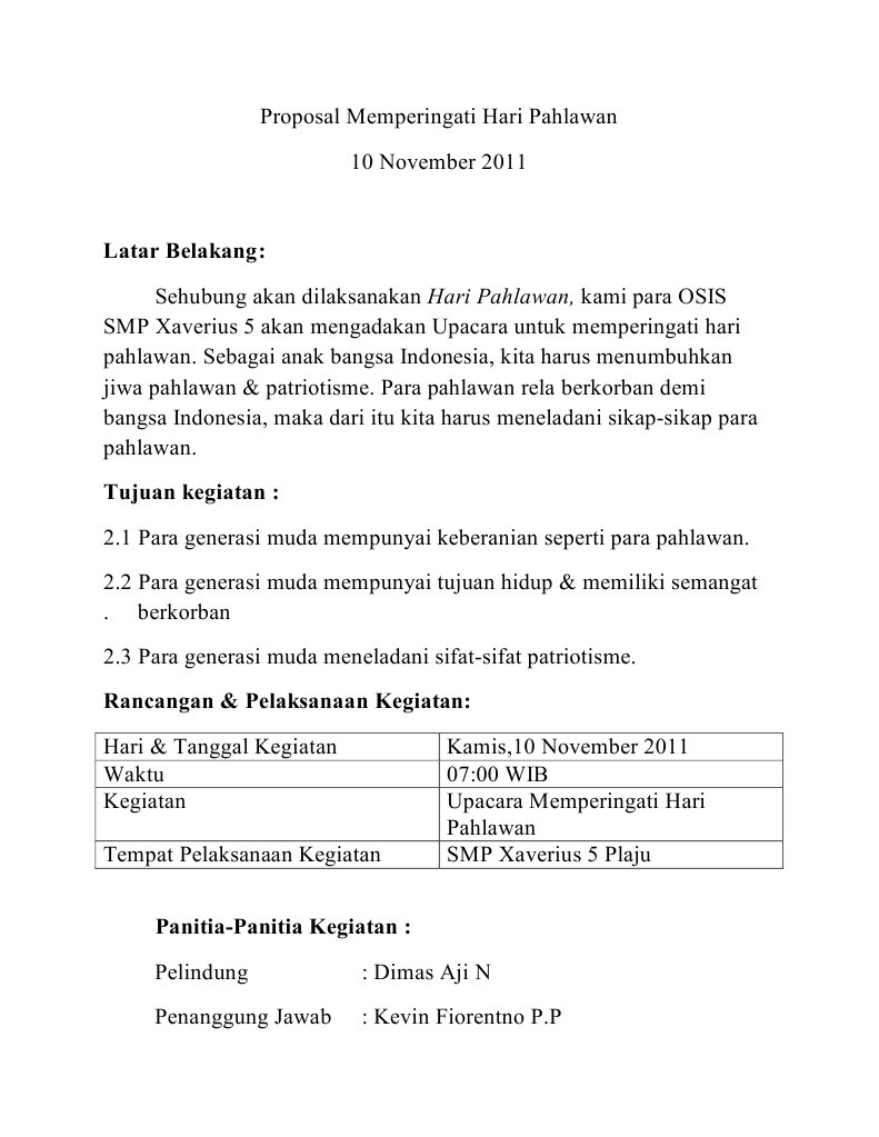 Proposal Memperingati Hari Pahlawan