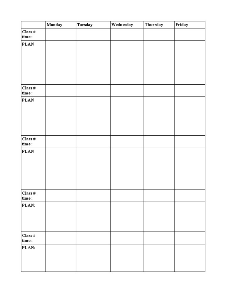 Weekly Class Schedule Overview | PDF