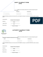Authority To Deduct Form (ATD)
