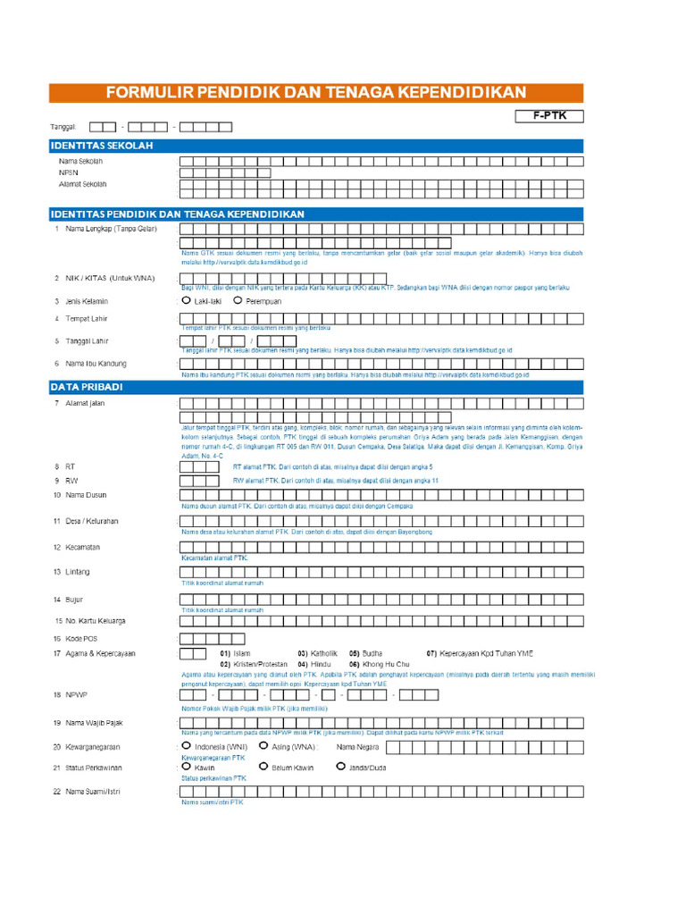 Formulir ptk pdf