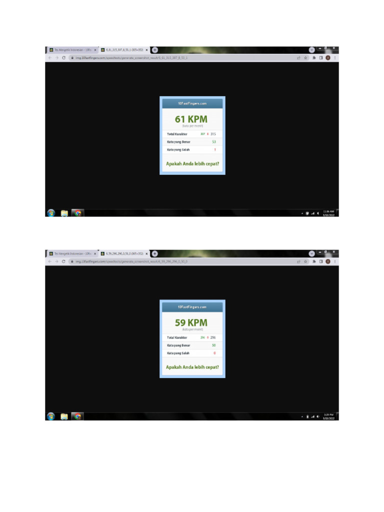 Hasil Test Ketik Dan Inggris PDF