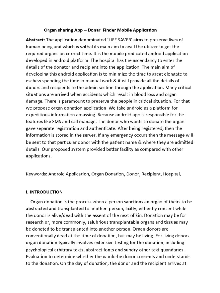 Organ sharing app abstract pdf social science law