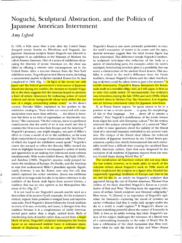 Noguchi, Sculptural Abstraction, and The Politics of Japanese American ...