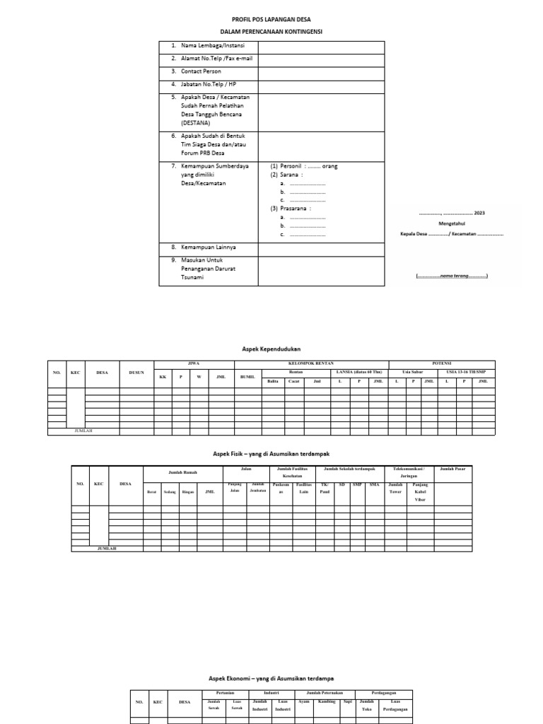 FORM ISIAN KHUSUS DESA dan KECAMATAN | PDF
