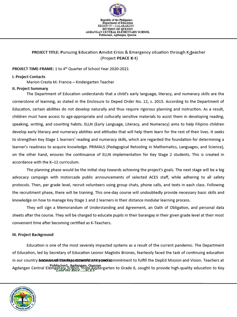 SAMPLE OF LEARNING RESOURCE PROJECT PROPOSAL visual data 5