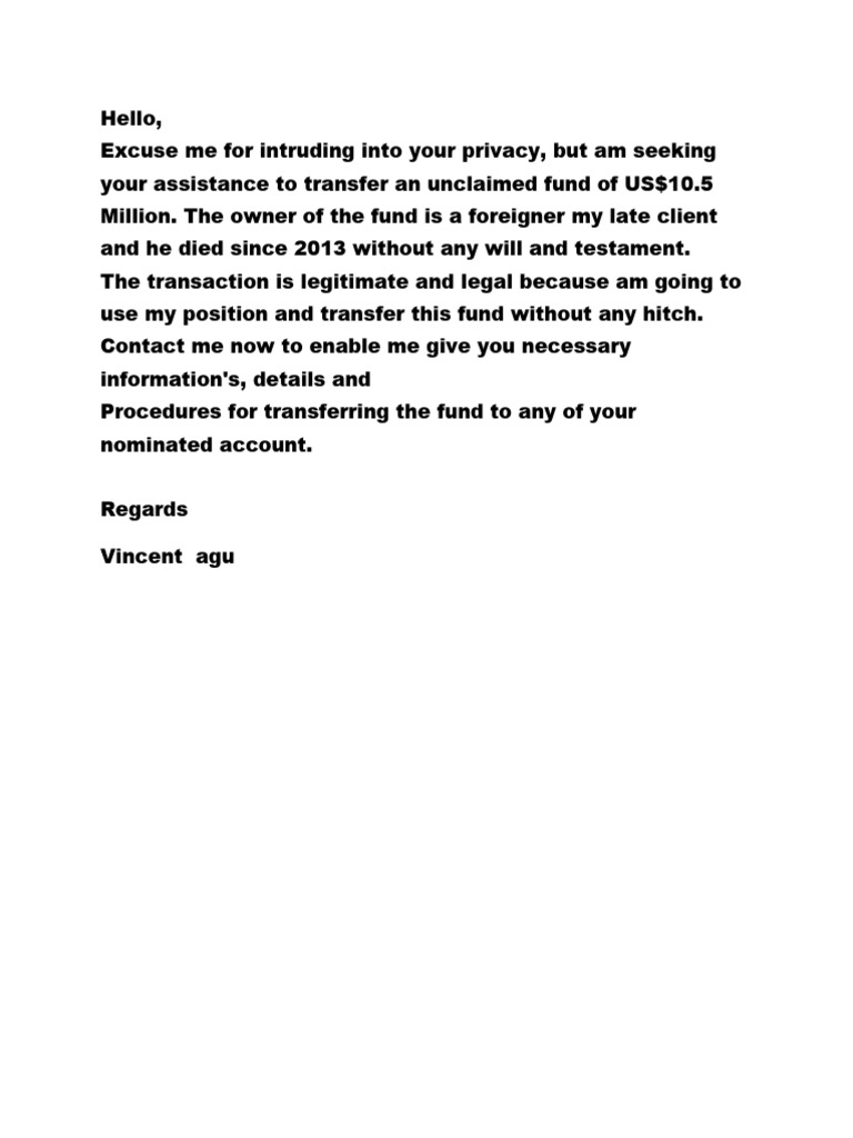 Letter From Vincent Agu PDF