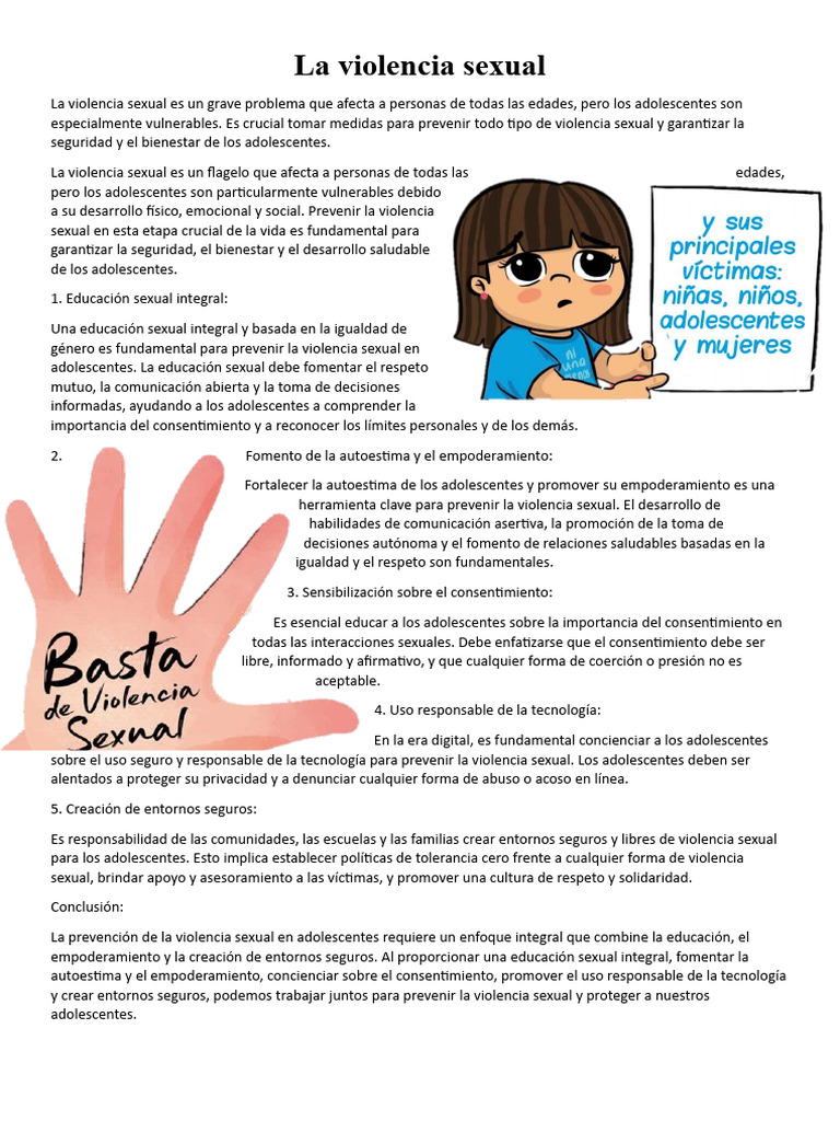Prevención de la Violencia Sexual en Adolescentes | PDF | Adolescencia ...