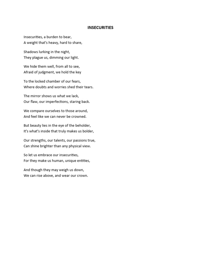 Embracing Insecurities in Poetry | PDF