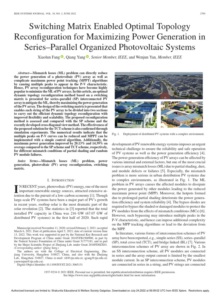 Switching Matrix Enabled Optimal Topology Reconfiguration For ...