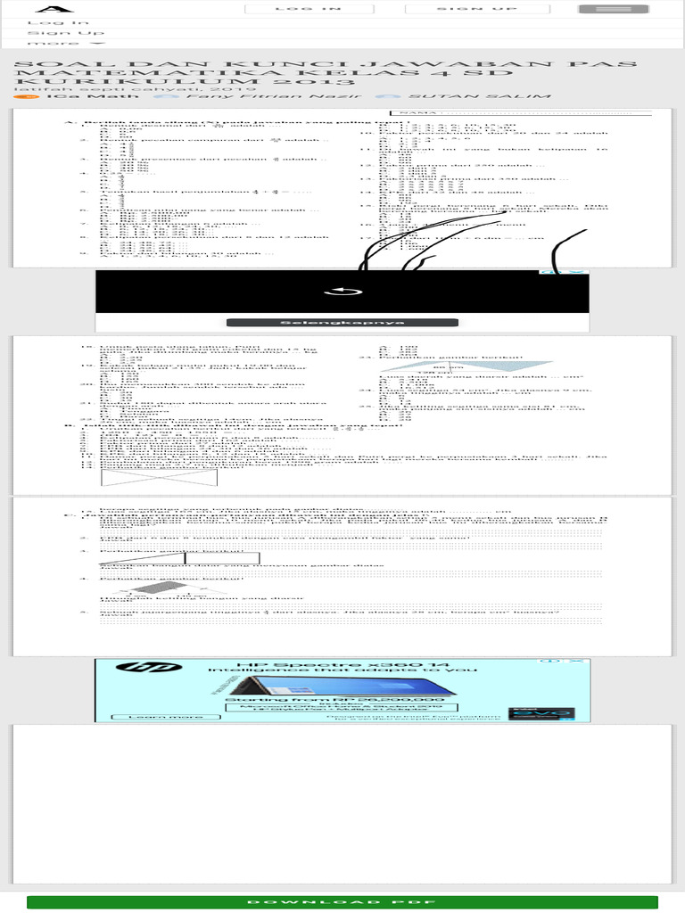 (PDF) SOAL DAN KUNCI JAWABAN PAS MATEMATIKA KELAS 4 SD KURIKULUM 2013 ...