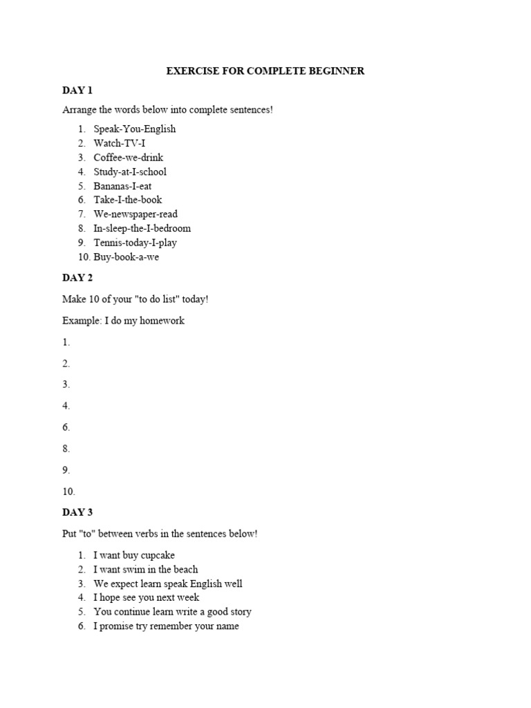 Exercise For Complete Beginner | PDF