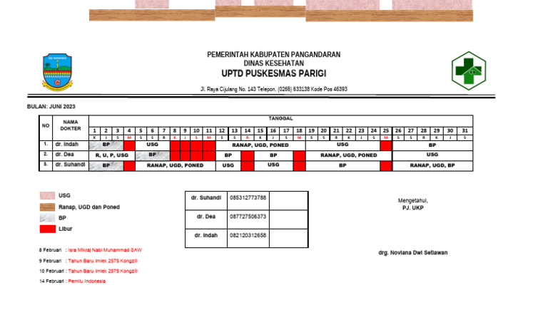 Jadwal Dokter Februari 2024 | PDF