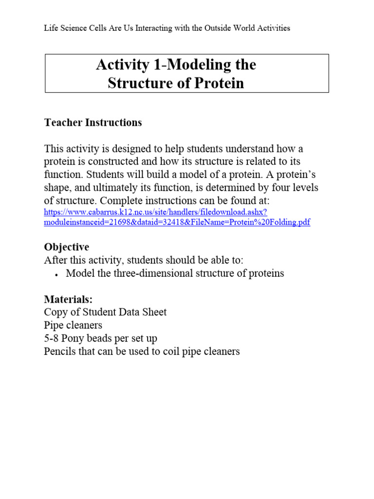 Protein Structure Modeling Activities | PDF | Denaturation ...
