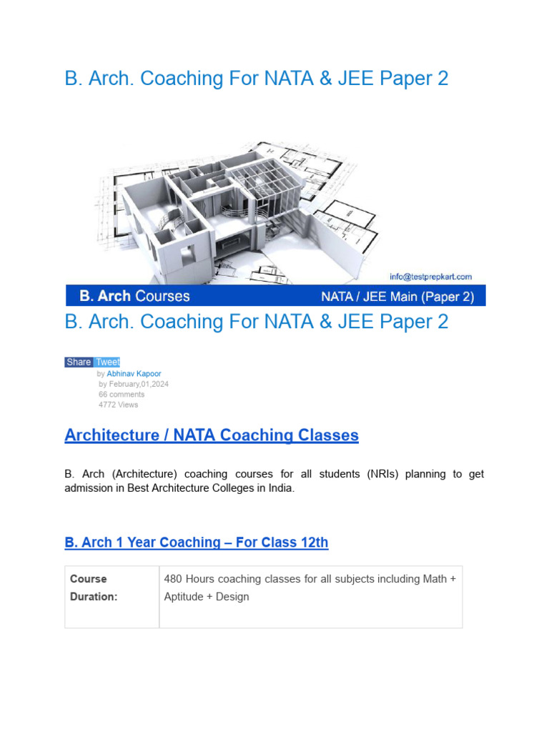 Navigating Success With Online B.Arch Coaching PDF