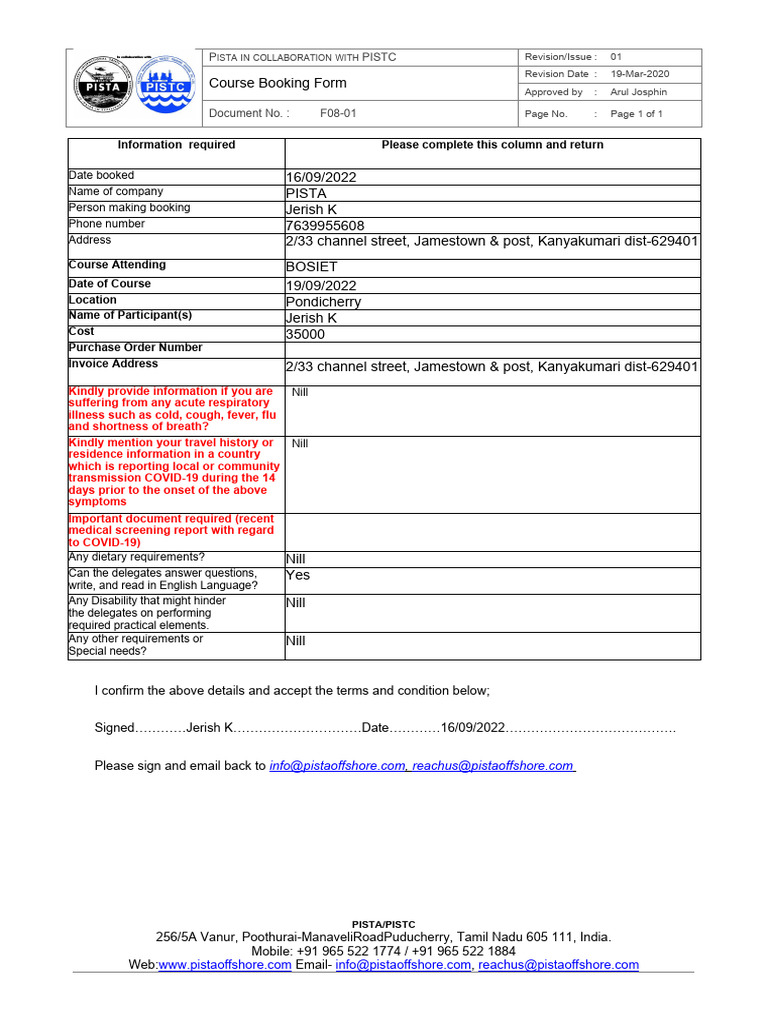 BOSIET Course Booking in Pondicherry | PDF | Respiratory Diseases ...